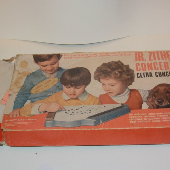Vintage Jr Zither Harbert Concerto Lap Harp Instrument w/Tuning Key Made Italy - Picture 1 of 6